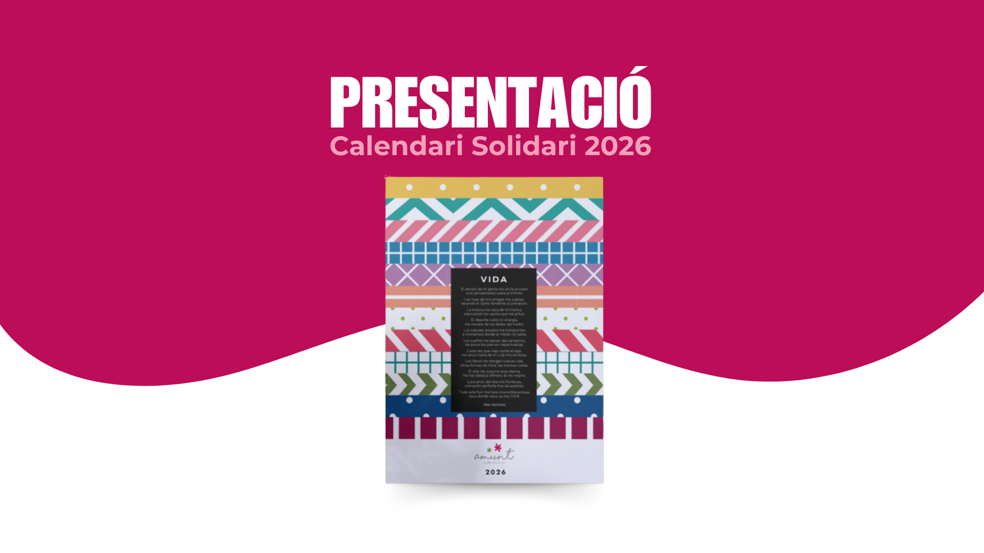 Imagen de anuncio de la presentación del Calendario Solidario 2026 de Amunt contra el Càncer